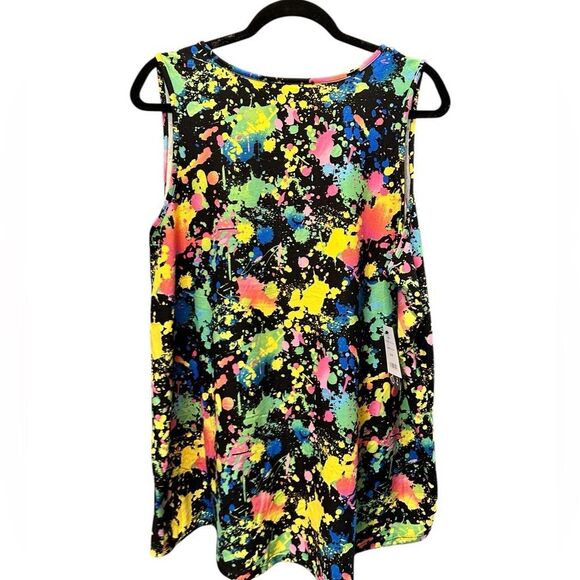 NWOT One Step Ahead Plus Size Black Multicolor Paint Splatter Tank Top - Size 3X - Picture 2 of 6